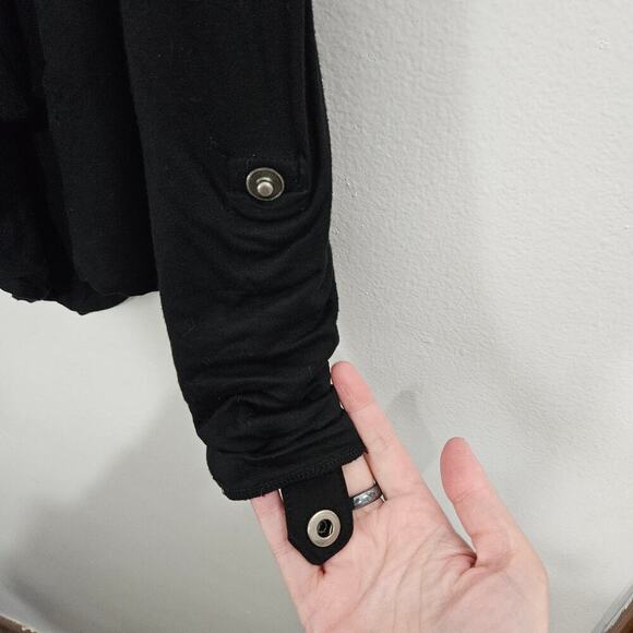 Anthropologie Dolan Black Drap Front Open Cardigan. Size Medium - Picture 3 of 5